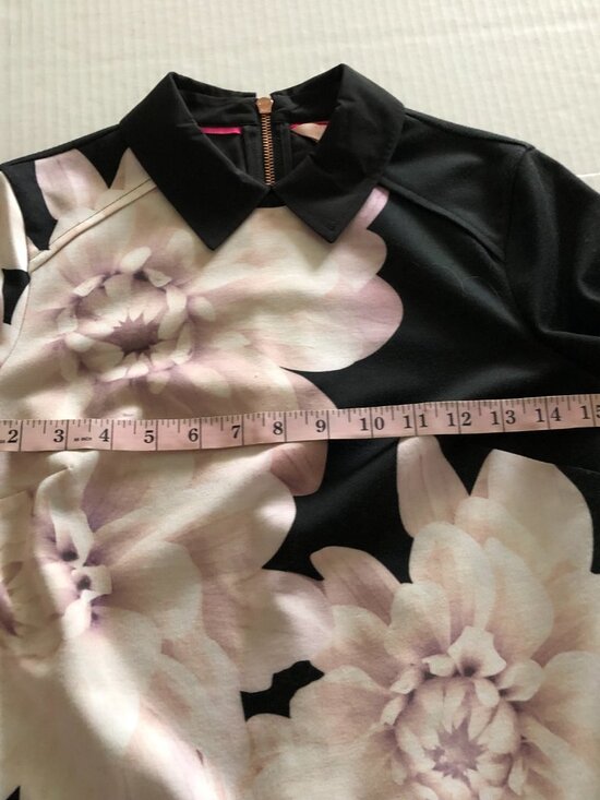 Ted Baker Kida Women Black floral collared dress Ted Size 1 = 4 Party Cocktail - Picture 10 of 12